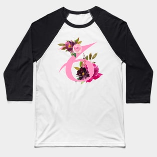 Capricorn Horoscope Zodiac Pink Flower Design Baseball T-Shirt